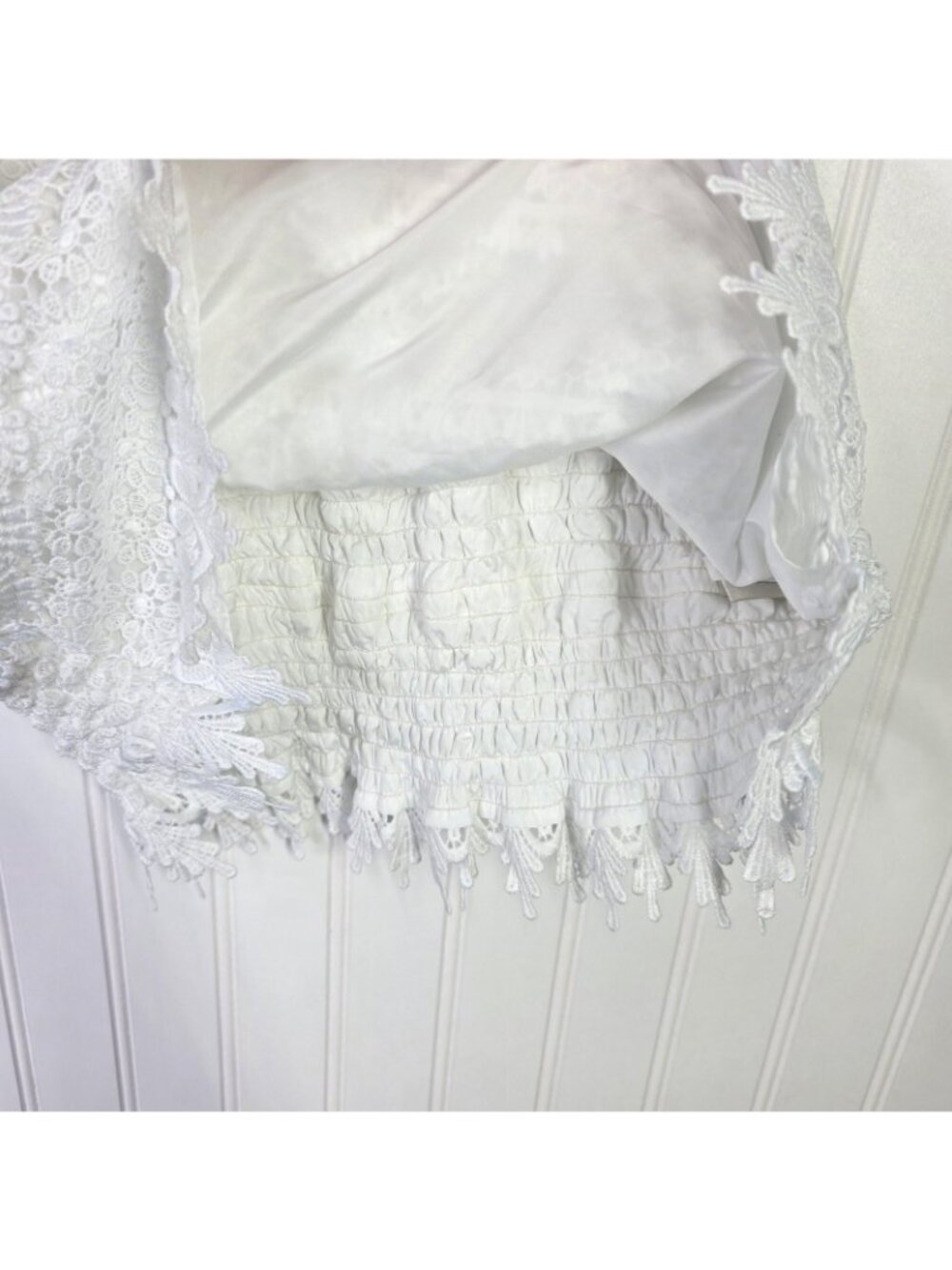 Boston Proper Camisole Top Womens Small White Lace Crochet Cottage Boho Festive - Picture 9 of 15